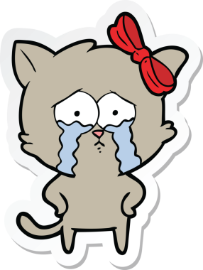 Bir insan tarafından çizilmiş çizgi film kedisinin çıkartması.