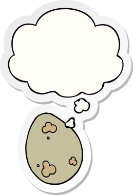 Düşünce baloncuklu çizgi film yumurtası insan tarafından çizilmiş bir çıkartma.