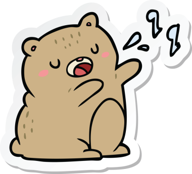 Bir insan tarafından çizilmiş şarkı söyleyen bir ayının çıkartması.