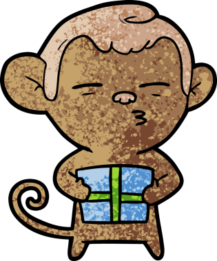 Bir insan tarafından çizilmiş şüpheli maymun resmi.