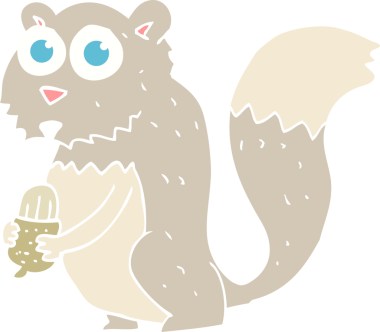 Bir insan tarafından çizilmiş fındıklı kızgın sincabın düz renkli çizimi