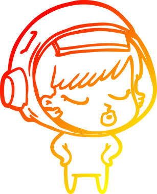 Bir insan tarafından çizilmiş güzel astronot bir kızın sıcak çizgi çizimi