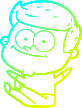 Bir insan tarafından çizilmiş mutlu bir adamın soğuk çizgi çizimi.