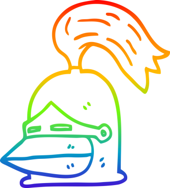 Gökkuşağı gradyan çizgisi bir insan tarafından çizilmiş bir karikatür şövalye miğferi