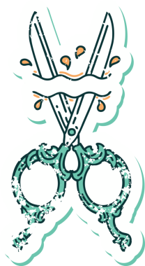 Bir insan tarafından çizilmiş berber makasının sembolik dövmeli görüntüsü