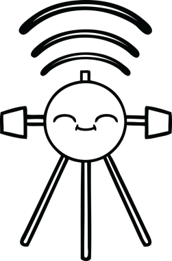 Bir insan tarafından çizilmiş bir uydu karikatürü.