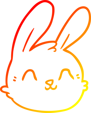 Bir insan tarafından çizilmiş bir tavşan suratının sıcak çizgi çizimi