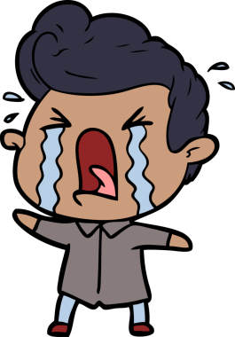 Bir insan tarafından çizilmiş ağlayan bir karikatür.