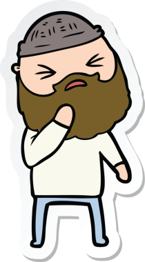 Bir insan tarafından çizilmiş sakallı bir karikatür adamın çıkartması.