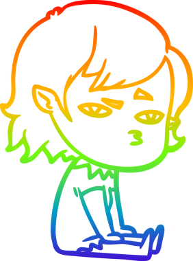 Gökkuşağı gradyan çizimi Bir insan tarafından çizilen vampir kız çizgi