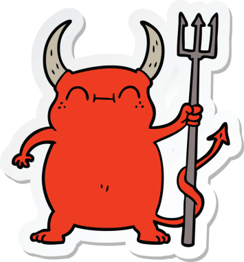 Bir insan tarafından çizilmiş küçük bir şeytanın çıkartması.