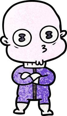 Bir insan tarafından çizilmiş garip kel uzay adamı çizgi filmi.