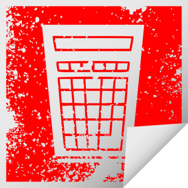 sıkıntılı kare soyma etiketi bir insan tarafından çizilmiş ilginç sembol hesap makinesi