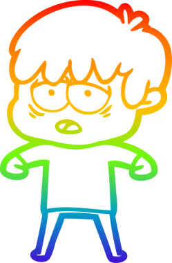 gökkuşağı gradyan çizgi çizimi bir insan tarafından çizilmiş bitkin bir çocuk