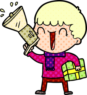 Bir insan tarafından çizilmiş megafon karikatür adam.