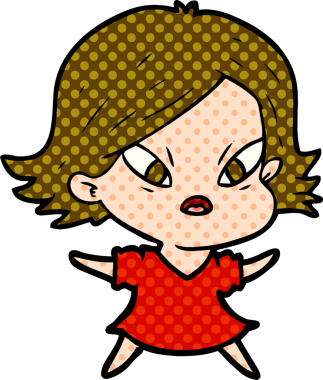 Çizgi film bir insan tarafından çizilmiş stresli kadın.