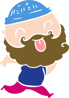 Bir insan tarafından çizilmiş sakallı, koşan bir adam.