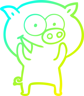 Bir insan tarafından çizilmiş neşeli bir domuz çizgi filmi.