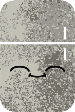 Bir insan tarafından çizilmiş buzdolabının retro çizim tarzı karikatürü.