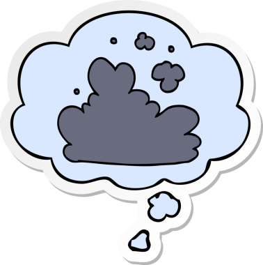 Düşünce baloncuklu karikatür bulutu insan tarafından çizilmiş bir çıkartma.