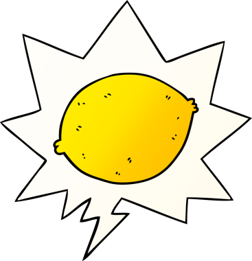 bir insan tarafından çizilmiş dil baloncuklu çizgi film limonu.