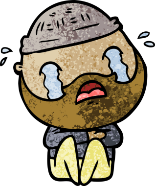 Çizgi film sakallı adam bir insan tarafından çizilmiş ağlıyor.