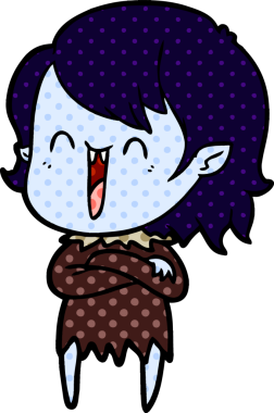 Bir insan tarafından çizilmiş mutlu vampir kız çizgi filmi.