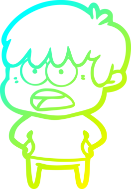 Bir insan tarafından çizilmiş endişeli çizgi film çocuğunun soğuk gradyan çizgisi.