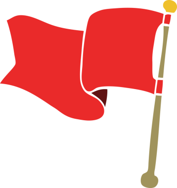 Bir insan tarafından çizilmiş kırmızı bayrak.