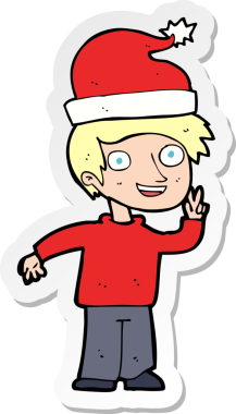 Bir insan tarafından çizilmiş Noel 'e hazır bir karikatürcünün çıkartması.