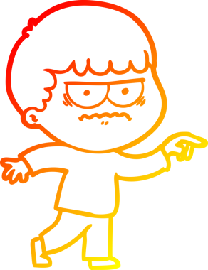 Bir insan tarafından çizilmiş, kızgın bir çizgi film karakteri.