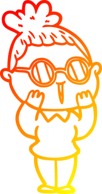 Bir insan tarafından çizilmiş gözlüklü bir karikatür kadın çizimi.