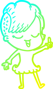 Bir insan tarafından çizilmiş mutlu çizgi film kızı çizimi.