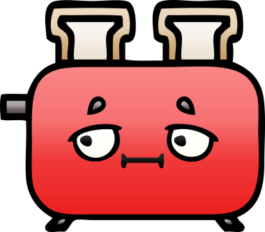 Bir insan tarafından çizilmiş tost makinesinin gölgelenmiş karikatürü.