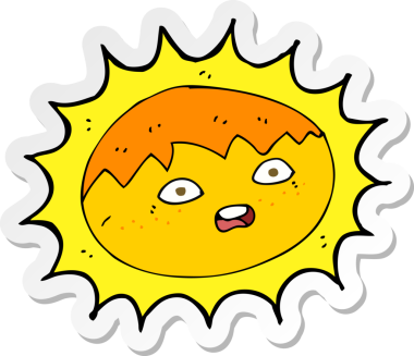 Bir insan tarafından çizilmiş bir çizgi film güneşinin çıkartması.