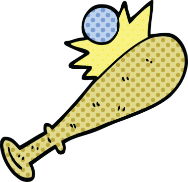 Çizgi roman tarzı beysbol sopası bir insan tarafından çizilmiş.