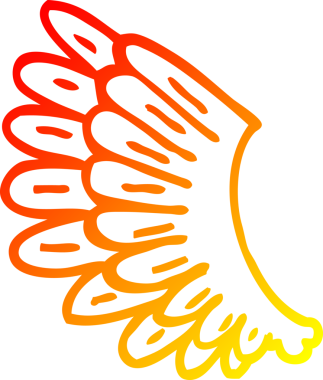 Bir insan tarafından çizilmiş bir çizgi film kanadının sıcak eğimli çizimi