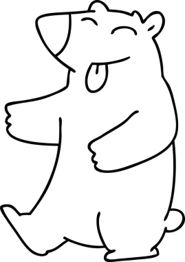 Bir insan tarafından çizilmiş garip çizgi film ayısı.