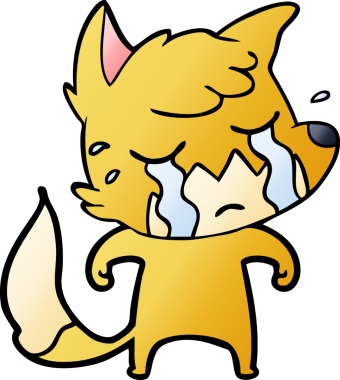 Bir insan tarafından çizilmiş ağlayan tilki çizgi filmi.