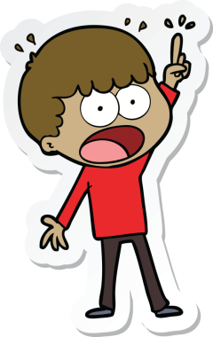 Bir insan tarafından çizilmiş bir karikatür çıkartması.