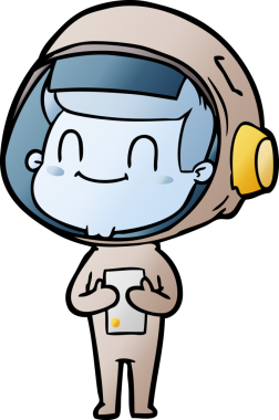 Bir insan tarafından çizilmiş mutlu astronot.