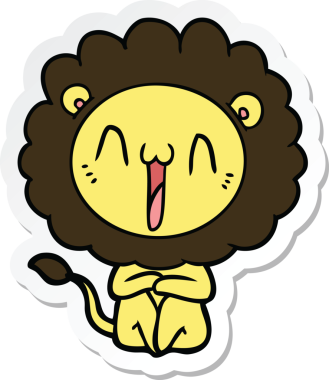 Bir insan tarafından çizilmiş mutlu bir aslanın çıkartması.