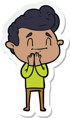 Bir insan tarafından çizilmiş mutlu bir çizgi film karakterinin çıkartması.