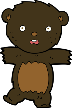 Bir insan tarafından çizilmiş siyah ayı yavrusu.