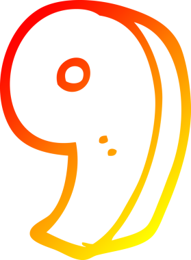 Bir insan tarafından çizilmiş dokuz numaralı çizgi filmin sıcak gradyan çizimi