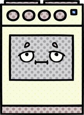 Bir insan tarafından çizilmiş mutfak fırınının çizgi romanı.