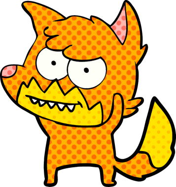 Bir insan tarafından çizilmiş sırıtan tilki çizgi filmi.