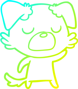 Bir insan tarafından çizilen çizgi film köpeğinin soğuk gradyan çizgisi.