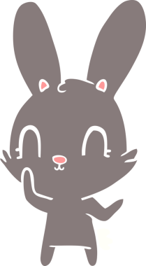 Bir insan tarafından çizilmiş düz renk çizgi film tavşanı.