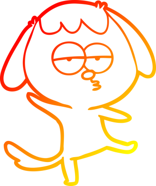 Bir insan tarafından çizilen ve sıkılmış bir köpeğin sıcak çizgi çizimi.